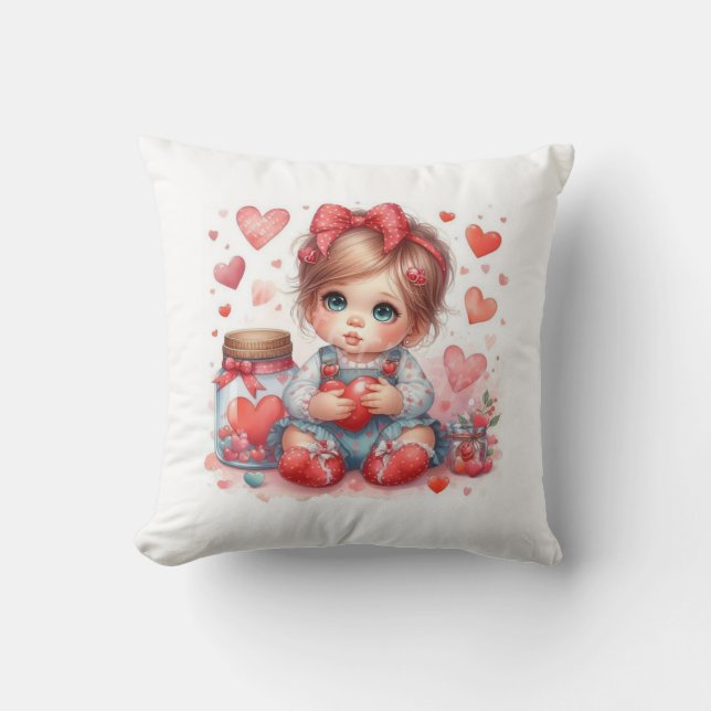 Liebe senden: Ein Valentinstag-Wurfkissen für B Kissen (Vorderseite)
