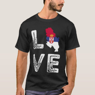 Liebe Serbien Flaggenkarte Pride Serbische Roots S T-Shirt