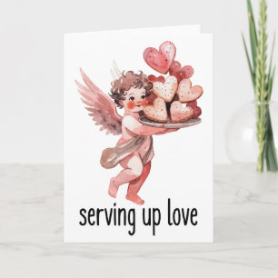 Liebe Servieren Valentins-Vintage-Cherub-Herz Karte