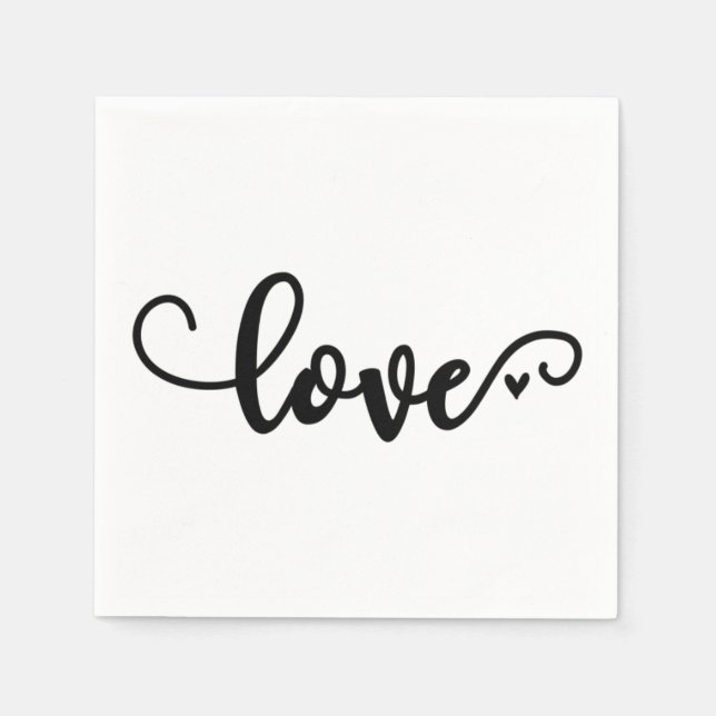 Liebe-Servietten, schwarzer Schriftart Serviette (Vorderseite)