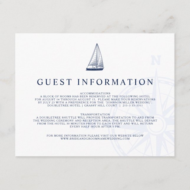 Liebe Set Sail Nautical Sailboat Hochzeitsgästen I Begleitkarte (Vorderseite)