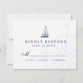 Liebe Set Segelschiff Nautical Wedding Navy UAWG RSVP Karte