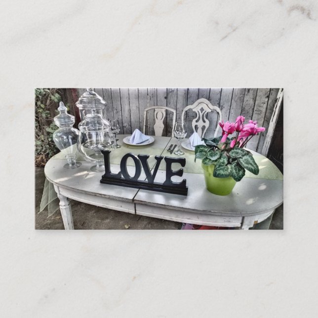 LIEBE - Shabby Chic Hochzeitsempfang im Freien Begleitkarte (Vorderseite)