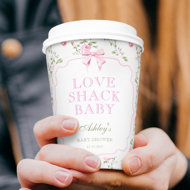 Liebe Shack Baby Pink Floral Baby Dusche Pappbecher (Von Creator hochgeladen)