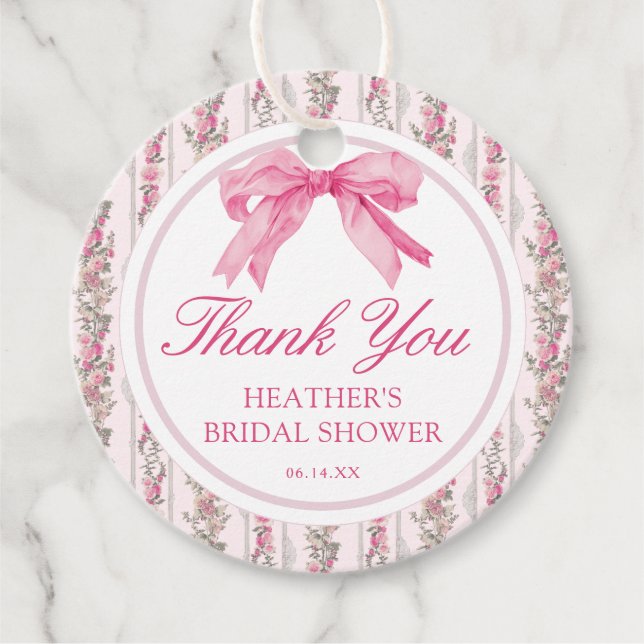 Liebe Shack Pink Bow Brautparty Vielen Dank Geschenkanhänger (Vorderseite)