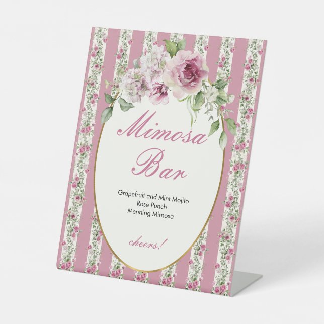 Liebe Shack Verlobte Mimosa Bar Pink Brautparty Sockelschild (Vorderseite)