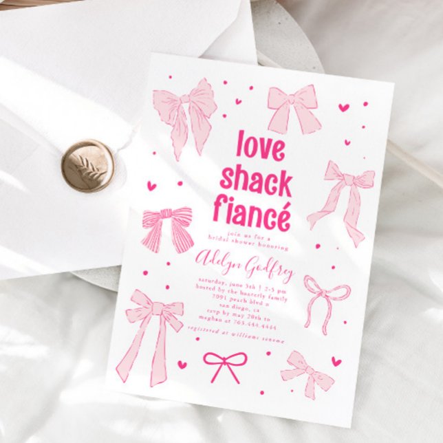 Liebe Shack Verlobte Pink Bow Brautparty Einladung (Von Creator hochgeladen)