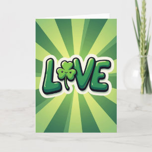 Liebe Shamrock Green Rays Karte
