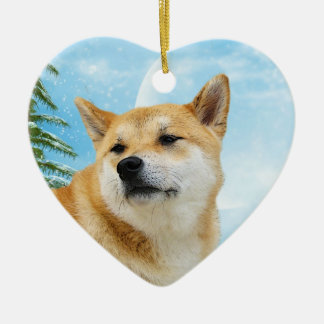 Liebe Shiba Inu Weihnachtsverzierung Keramikornament