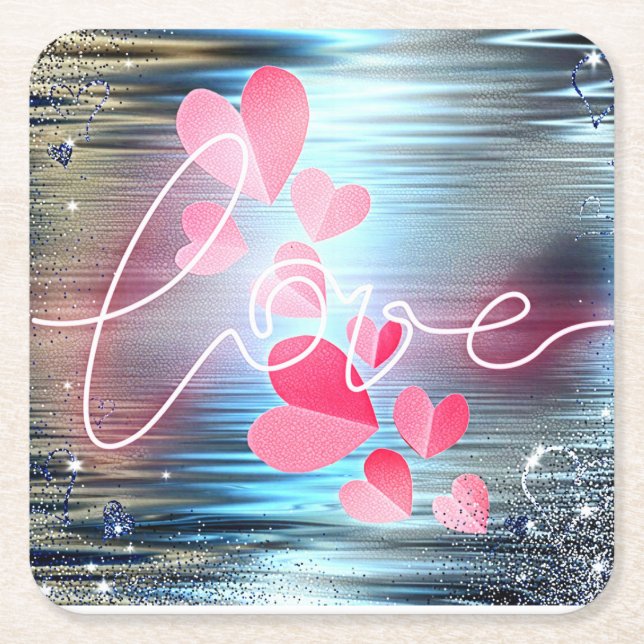 Liebe Shimmer Rechteckiger Pappuntersetzer (Vorderseite)