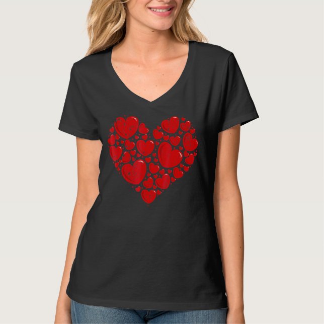 Liebe Shirt Valentinstag Rote Herzen Liebe Valenti (Vorderseite)