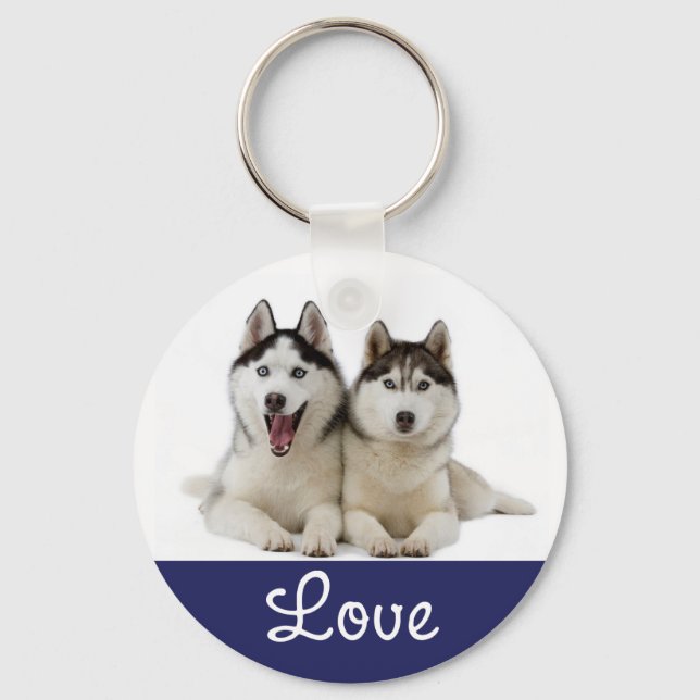 Liebe Siberian Husky Welppy Dog Portrait Schlüssel Schlüsselanhänger (Vorderseite)
