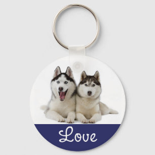 Liebe Siberischer Husky Welpe Dog Portrait Schlüss Schlüsselanhänger