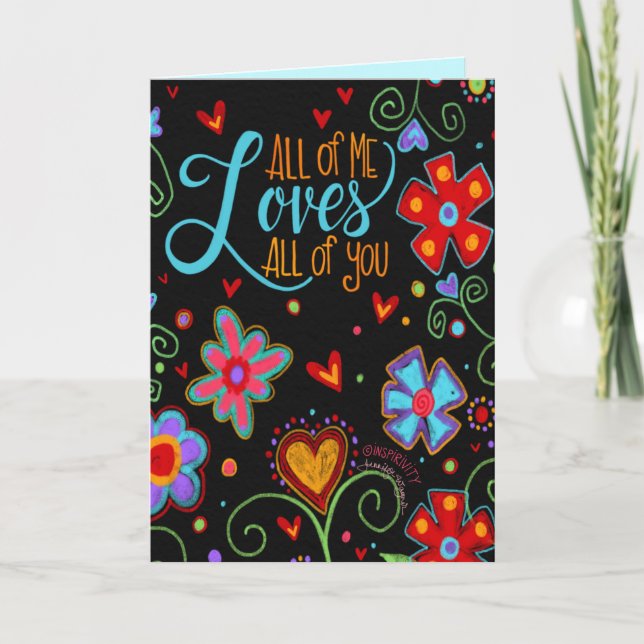 Liebe Sie alle Black Fun Floral Valentine Moderne Karte (Vorderseite)