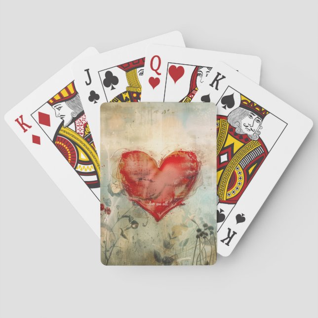 Liebe Sie alle Rotes Herz Spielkarten (Rückseite)
