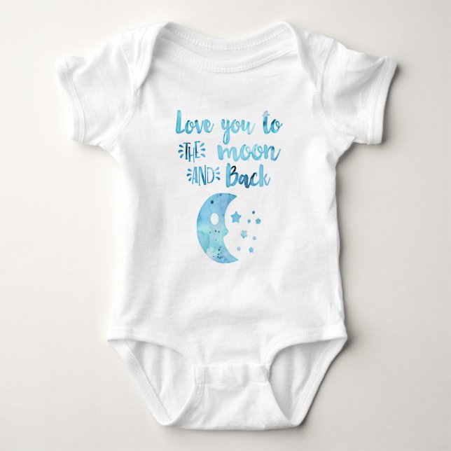 Liebe Sie auf die Moon Typografy Zitat Trendy Baby Strampler (Vorderseite)