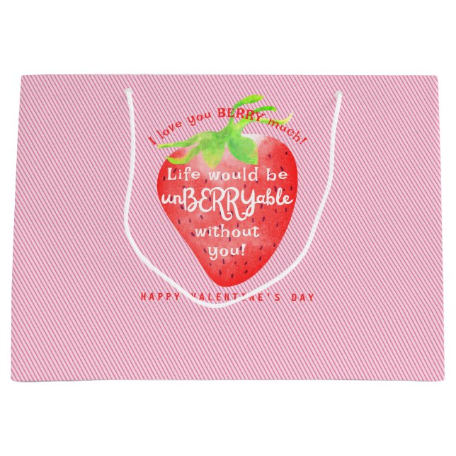 Liebe Sie Berry Much Strawberry Sweet Valentines Große Geschenktüte (Vorderseite)