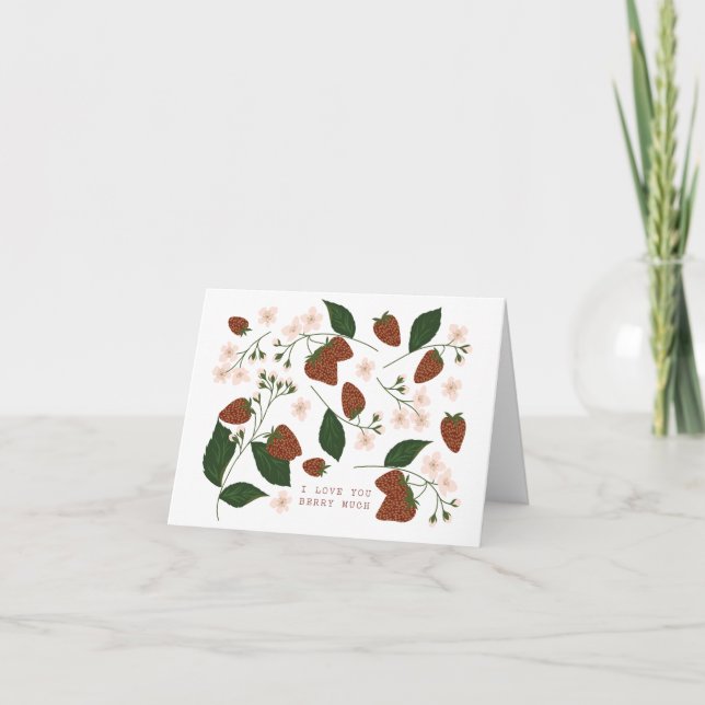 Liebe Sie Berry Much Valentine Card Dankeskarte (Vorderseite)