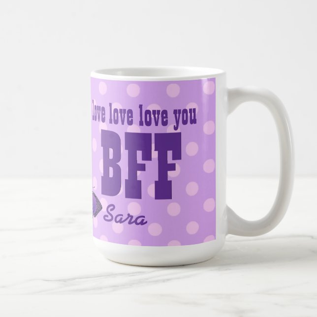Liebe Sie BESTE FREUNDIN lila Schmetterling V01J Kaffeetasse (Rechts)