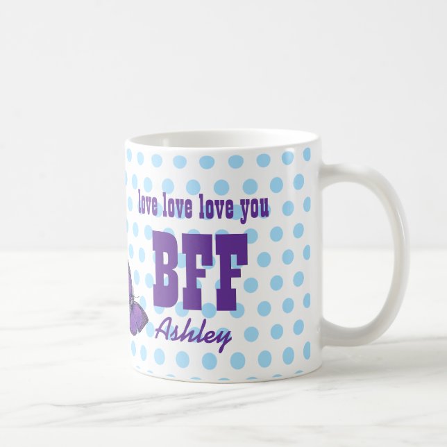Liebe Sie BESTE FREUNDIN lila Schmetterlings-blaue Kaffeetasse (Rechts)