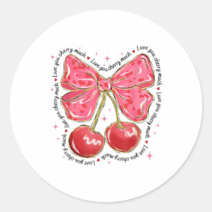 Liebe Sie Cherry Much Coquette Bow Herzwale Runder Aufkleber