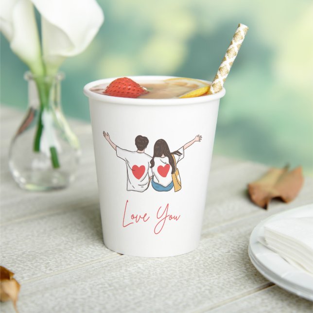 Liebe Sie Couple Art Paper Cup Pappbecher (In Situ)