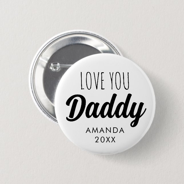 Liebe Sie 'Daddy' Custom Foto Collage Button (Vorne & Hinten)
