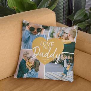 Liebe Sie 'Daddy' Custom Foto Collage Heart Throw Kissen