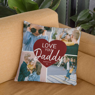 Liebe Sie 'Daddy' Custom Foto Collage Heart Throw Kissen