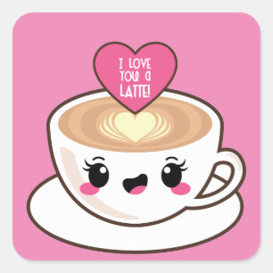 Liebe Sie ein Latte EMoji Quadratischer Aufkleber