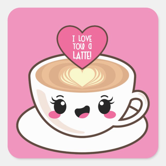Liebe Sie ein Latte EMoji Quadratischer Aufkleber (Vorderseite)