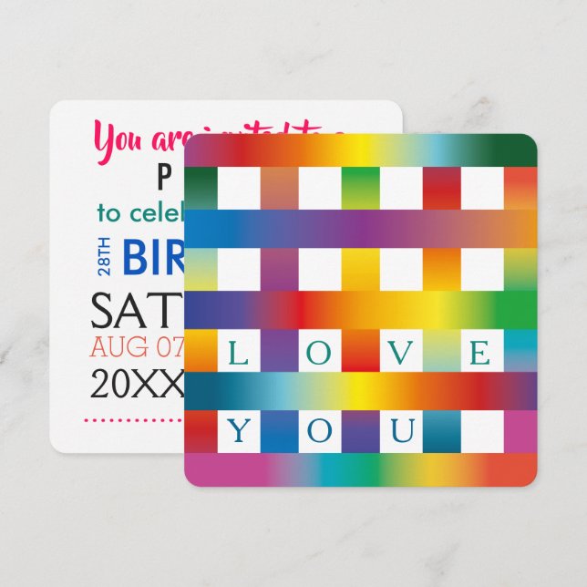 Liebe Sie Einladung zum Geburtstag (Vorne/Hinten)