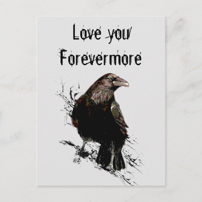 Liebe Sie Forevermore Spaß Raven Quote Postkarte (Vorderseite)