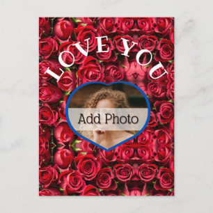 Liebe Sie Foto Rote Rosen Moderne Schrift Niedlich Postkarte