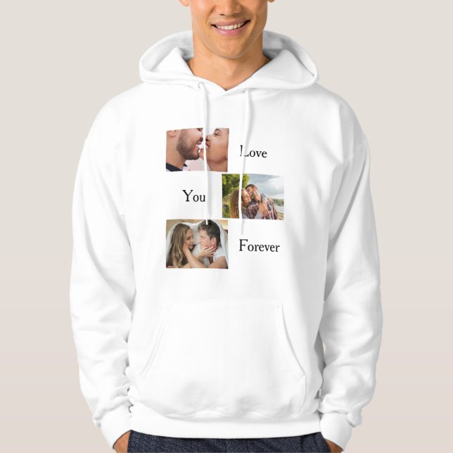 Liebe Sie für immer Benutzerdefiniert 3 Foto und N Hoodie (Vorderseite)