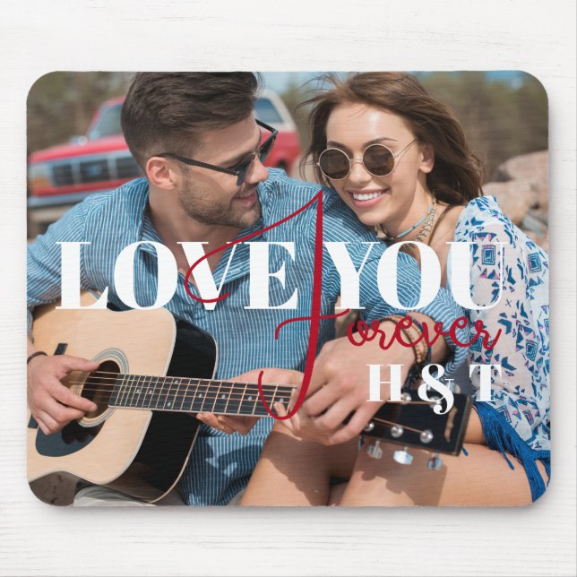 Liebe Sie für immer Moderne Valentine Maßgeschneid Mousepad (Vorne)