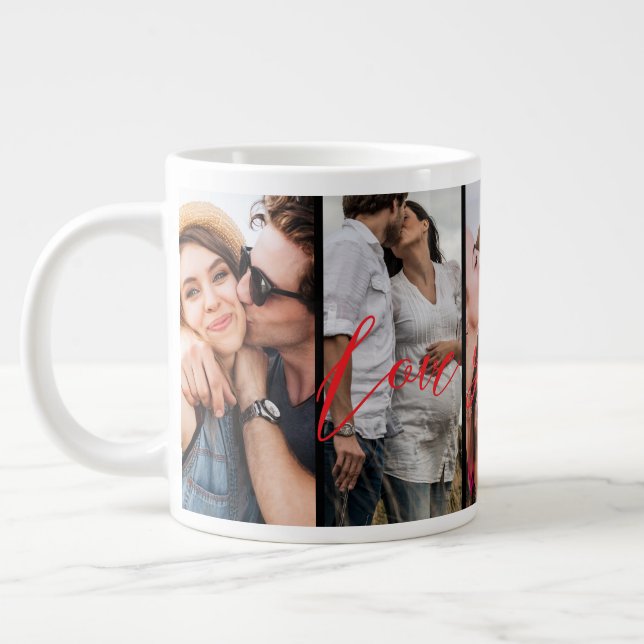 Liebe Sie für immer vertikale FotoCollage individu Jumbo-Tasse (Links)