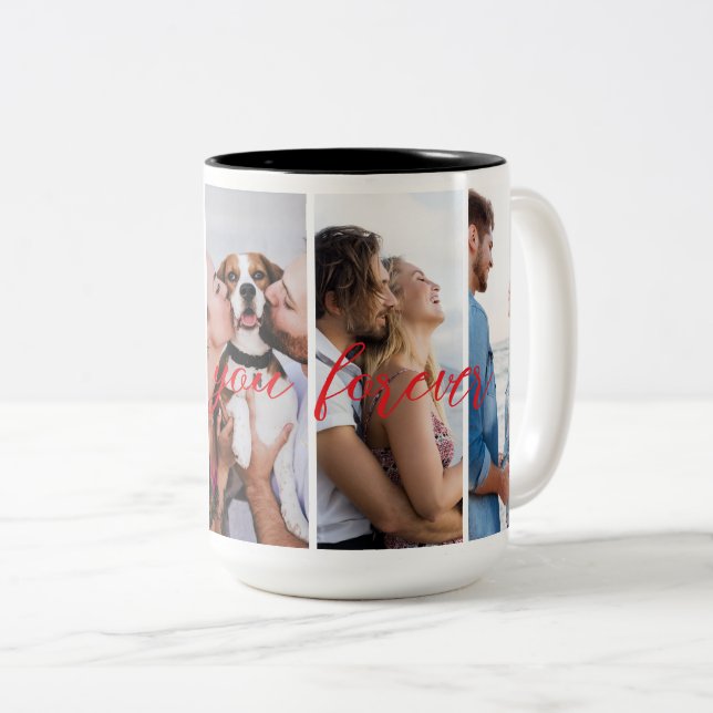 Liebe Sie für immer vertikale FotoCollage individu Zweifarbige Tasse (VorderseiteRechts)