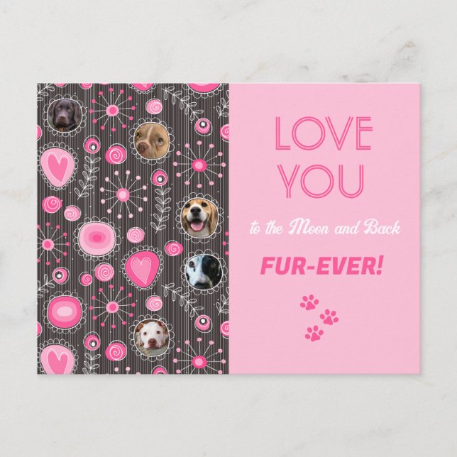 Liebe Sie Furever Pink Blume Foto Collage Postkarte (Vorderseite)