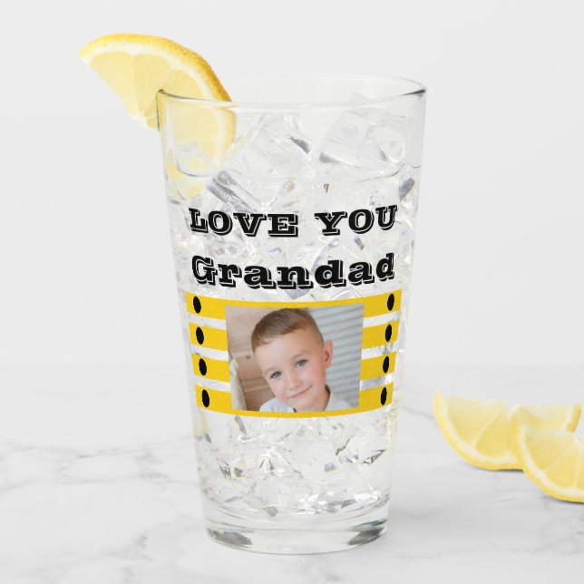 Liebe Sie Grandad zwei Foto schwarz-gelbes Bier Glas (Vorderseite Ice)