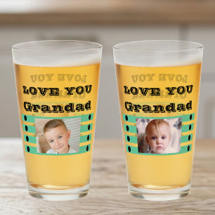 Liebe Sie Grandad zwei Fotos schwarzen grünen Bier Glas