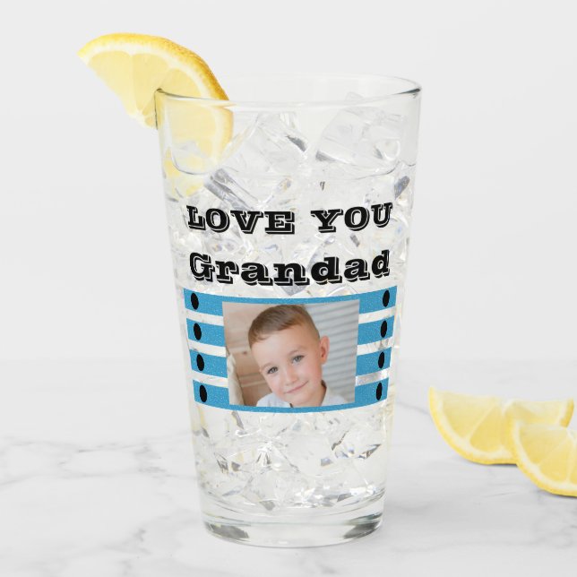 Liebe Sie Grandad zwei Fotos schwarzes blaues Bier Glas (Vorderseite Ice)