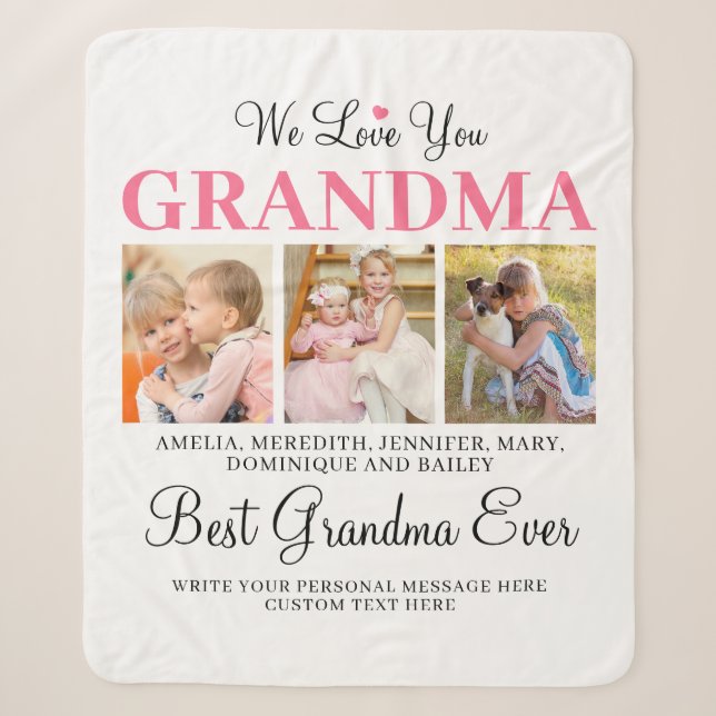 Liebe Sie GRANDMA Großkinder Foto Collage White Sherpadecke (Vorderseite)
