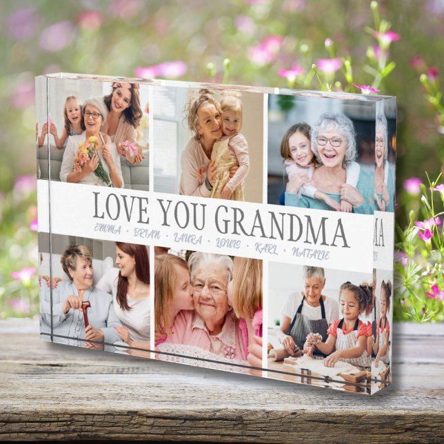 LIEBE SIE GRANDMA Individuelle Name Foto Foto Bloc (Personalized Photo Collage and Grandchildren Name Photo Block)