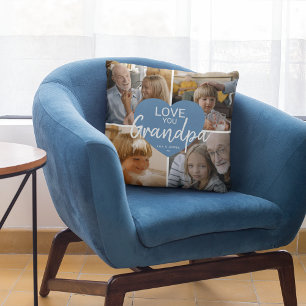 Liebe Sie 'Großvater' Custom Foto Collage Herz Kissen