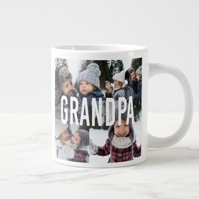 Liebe Sie Großvater Foto Collage Vatertag Jumbo-Tasse (Rechts)