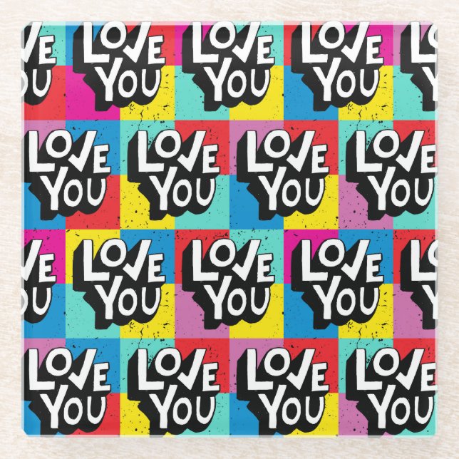 Liebe Sie: Handschrift Valentine Glasuntersetzer (Vorderseite)