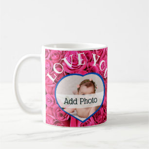 Liebe Sie Herz Foto Rosa Rosen Modernes Drehbuch N Kaffeetasse