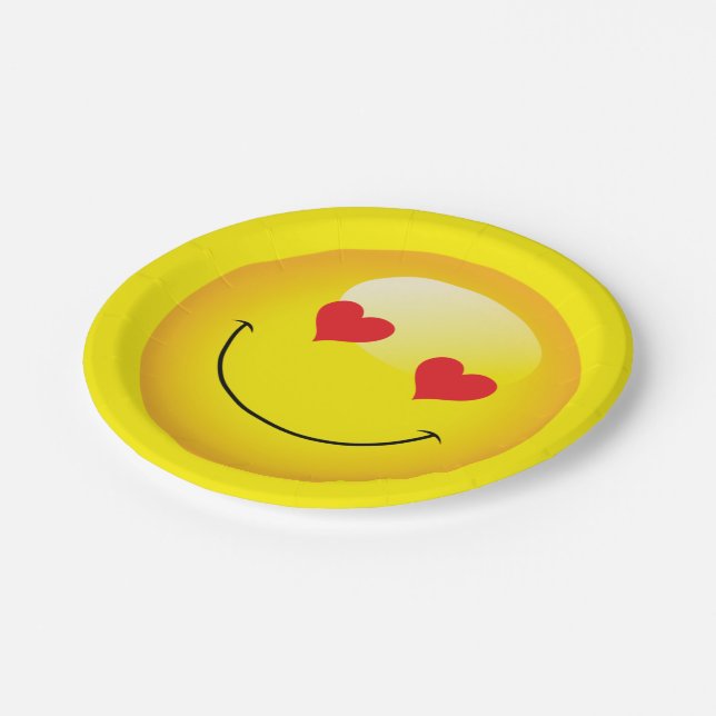 Liebe Sie hören Augen Niedlich Emoji Engagement Pa Pappteller (Schrägansicht)