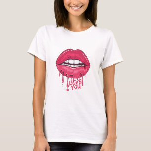 Liebe Sie Hot Pink Tropfen Lippen Frauen T-Shirt